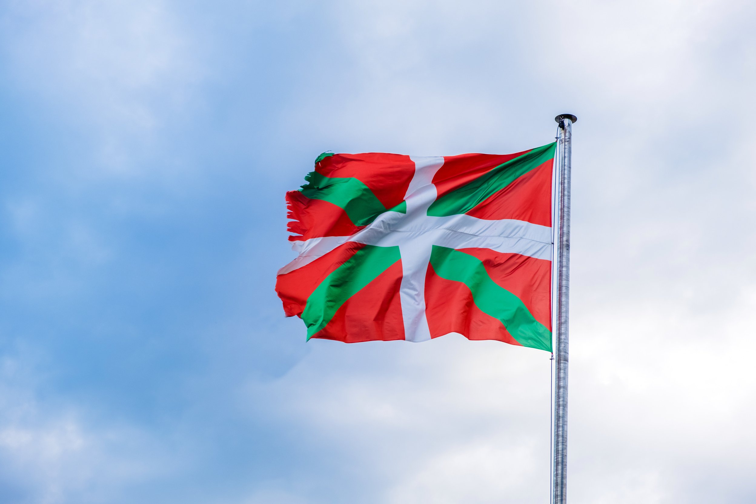 Basque Country Flag Waving against a Sky.